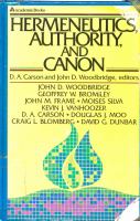 Hermeneutics, authority, and canon /