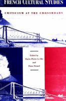 French cultural studies : criticism at the crossroads  /