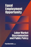 Equal employment opportunity : labor market discrimination and public policy /