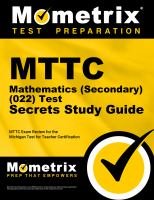 MTTC mathematics (secondary) (22) test secrets study guide : your key to exam success.