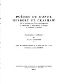 Poèmes de Donne, Herbert et Crashaw : mis en musique par leurs contemporains /