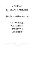 Medieval literary criticism : translations and interpretations /