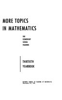 More topics in mathematics for elementary school teachers.