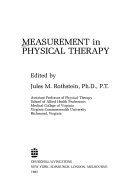 Measurement in physical therapy /