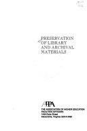 Preservation of library and archival materials /