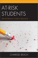 At-risk students : transforming student behavior /