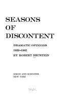 Seasons of discontent; dramatic opinions, 1959-1965,
