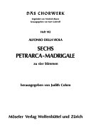 Sechs Petrarca-Madrigale : zu vier Stimmen /