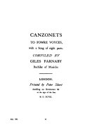 Canzonets to four voices (1598).