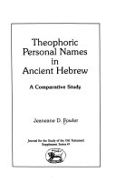 Theophoric personal names in ancient Hebrew : a comparative study /