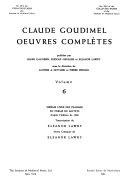 Sixième livre des psaumes en forme de motets : d'après l'édition de 1565 /