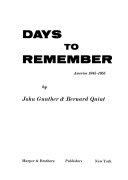 Days to remember; America 1945-1955,