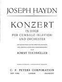 Konzert in D dur : für Cembalo (Klavier) und Orchester, mit Begleitung eines zweiten Klaviers und Original-Kadenzen