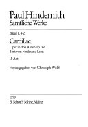 Cardillac : Oper in drei Akten, op. 39 /