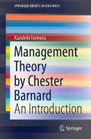 Management theory by Chester Barnard : an introduction /