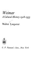 Weimar : a cultural history, 1918-1933 /