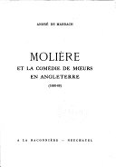 Molière et la comédie de mœurs en Angleterre (1660-68).