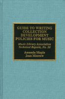 Guide to writing collection development policies for music /