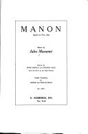 Manon; opera in five acts.