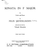 Sonata in F major; for violin and piano,