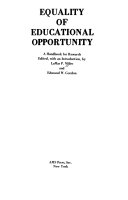 Equality of educational opportunity: a handbook for research,
