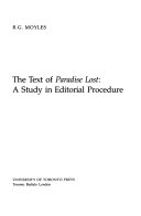 The text of Paradise lost : a study in editorial procedure /
