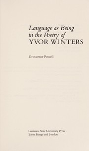 Language as being in the poetry of Yvor Winters /