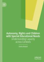Autonomy, rights and children with special educational needs : understanding capacity across contexts /