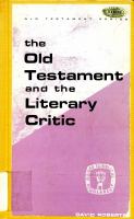 The Old Testament and the literary critic /