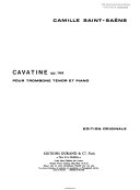 Cavatine : op.144, pour trombone ténor avec acct. de piano /