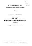 Missa super epitaphium Mauritii : zu 6 Stimmen /