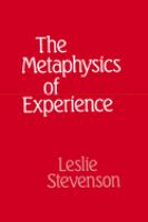 The metaphysics of experience /