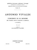 Concerto in fa minore : per violino, archi e organo (o cembalo) : L'inverno : F. I, no. 25 /