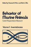 Behavior of marine animals; current perspectives in research,